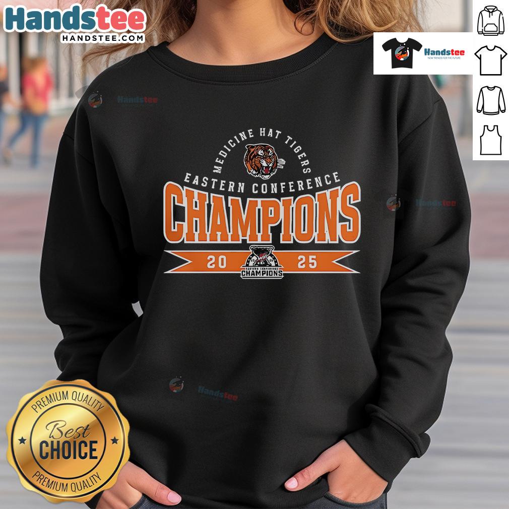 Nice Medicine Hat Tigers Eastern Conference Champions 2025 Sweatshirt 2025 Nice Medicine Hat Tigers Eastern Conference Champions sweatshirt showcasing team pride and vibrant colors.