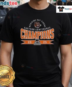 Alt Text: 2025 Eastern Conference Champions T-Shirt featuring Nice Medicine Hat Tigers logo and vibrant design.