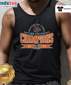 2025 Medicine Hat Tigers Eastern Conference Champions tank top showcasing team logo and vibrant colors.