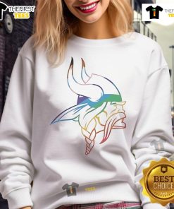 Alt Text: Nice Minnesota Vikings Logo Pride Sweatshirt featuring a bold Vikings logo and vibrant colors, perfect for fans.