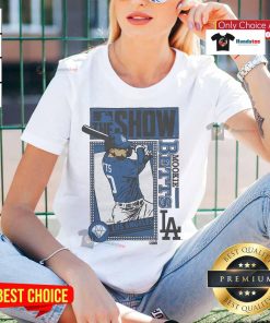 Alt Text: Nice MLB The Show Dodgers Mookie Betts Ladies Tee showcasing stylish design for baseball fans and gamers.