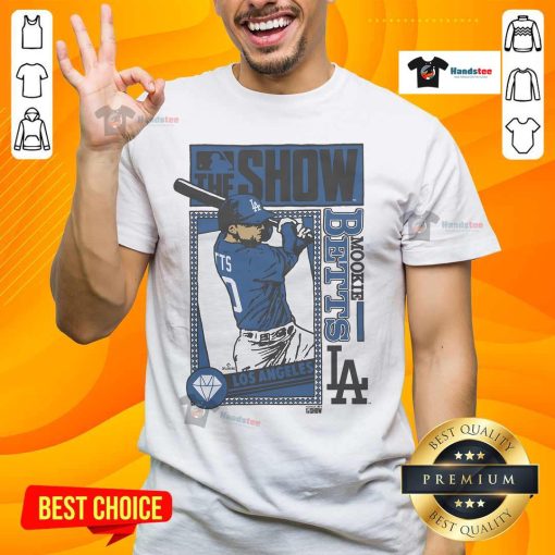 Alt Text: Mookie Betts Dodgers T-Shirt from MLB The Show, featuring vibrant graphics and a comfortable fit for fans.
