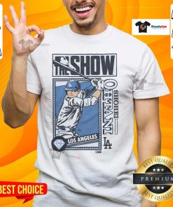 Nice MLB The Show Dodgers Shohei Ohtani T-Shirt featuring vibrant graphics and a comfortable fit for baseball fans.