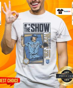 Alt Text: Nice MLB The Show Royals Bobby Witt Jr T-Shirt featuring vibrant design and player graphics for fans.