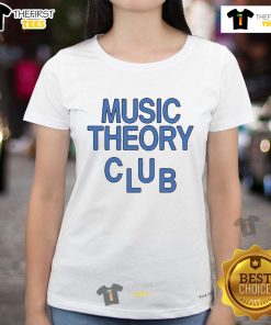 Stylish Nice Music Theory Club ladies tee featuring musical notes and vibrant colors, perfect for music lovers.