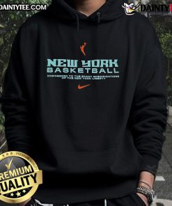 Alt Text: New York Liberty hoodie, engineered for fans, featuring bold team colors and logo, perfect for basketball enthusiasts.