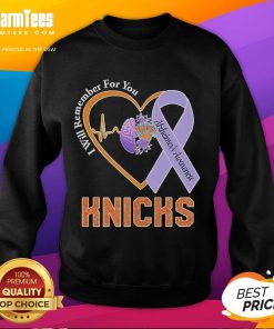 New York Knicks sweatshirt for Alzheimer's awareness featuring a heartbeat brain design, promoting memory support.