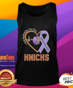 Heartfelt New York Knicks tank top for Alzheimer's awareness featuring 'I Will Remember For You' and heartbeat design.