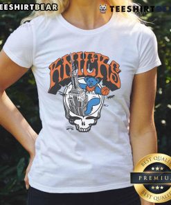 Stylish Nice New York Knicks x Grateful Dead Skull ladies tee featuring vibrant graphics and comfortable fit.