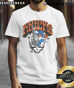 Nice New York Knicks X Grateful Dead Skull T-Shirt featuring vibrant graphics, perfect for fans of basketball and music.