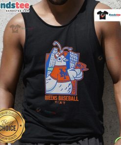 Stylish New York Mets pigeon graphic tank top, perfect for baseball fans in Queens. Trendy summer wear for any game day.
