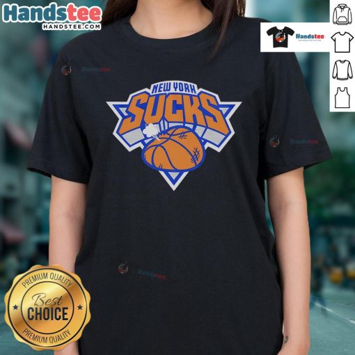 Nice New York Sucks Basketball Ladies Tee featuring a stylish design for female fans of basketball and New York rivalry.