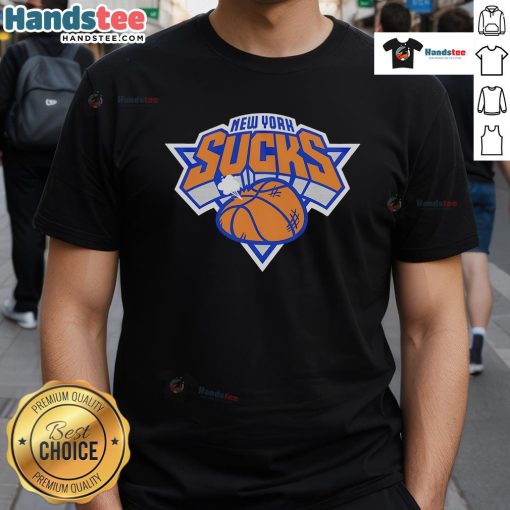 Alt Text: Stylish 'Nice New York Sucks' basketball T-shirt featuring a bold graphic design, perfect for sports fans and casual wear.