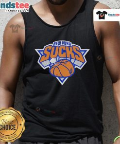Nice New York Sucks basketball tank top featuring bold graphics for sports fans and casual wear enthusiasts.