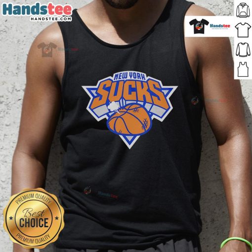 Nice New York Sucks basketball tank top featuring bold graphics for sports fans and casual wear enthusiasts.