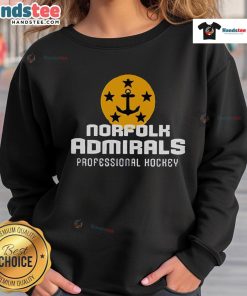 Alt Text: Nice Norfolk Admirals 2025 ECHL Kelly Cup Playoffs Sweatshirt featuring team colors and logo, perfect for fans.
