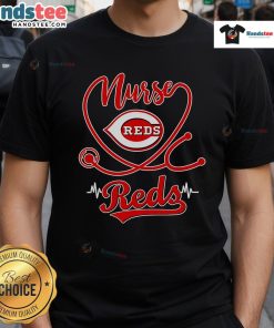 Alt Text: Nice Nurse Cincinnati Reds T-Shirt featuring a stylish design perfect for baseball fans and nurses.