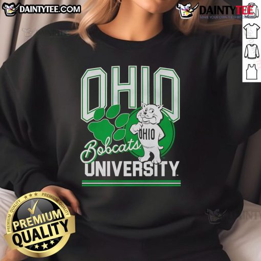 Cozy Nice Ohio University Rufus sweatshirt in navy blue, perfect for students and alumni showcasing school spirit.