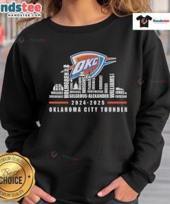 Stylish Nice Oklahoma City Thunder 2024-2025 skyline sweatshirt featuring the city name and vibrant design.