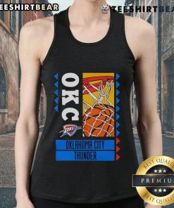2025 Oklahoma City Thunder Basketball tank top featuring vibrant team colors and logo for fans and players.