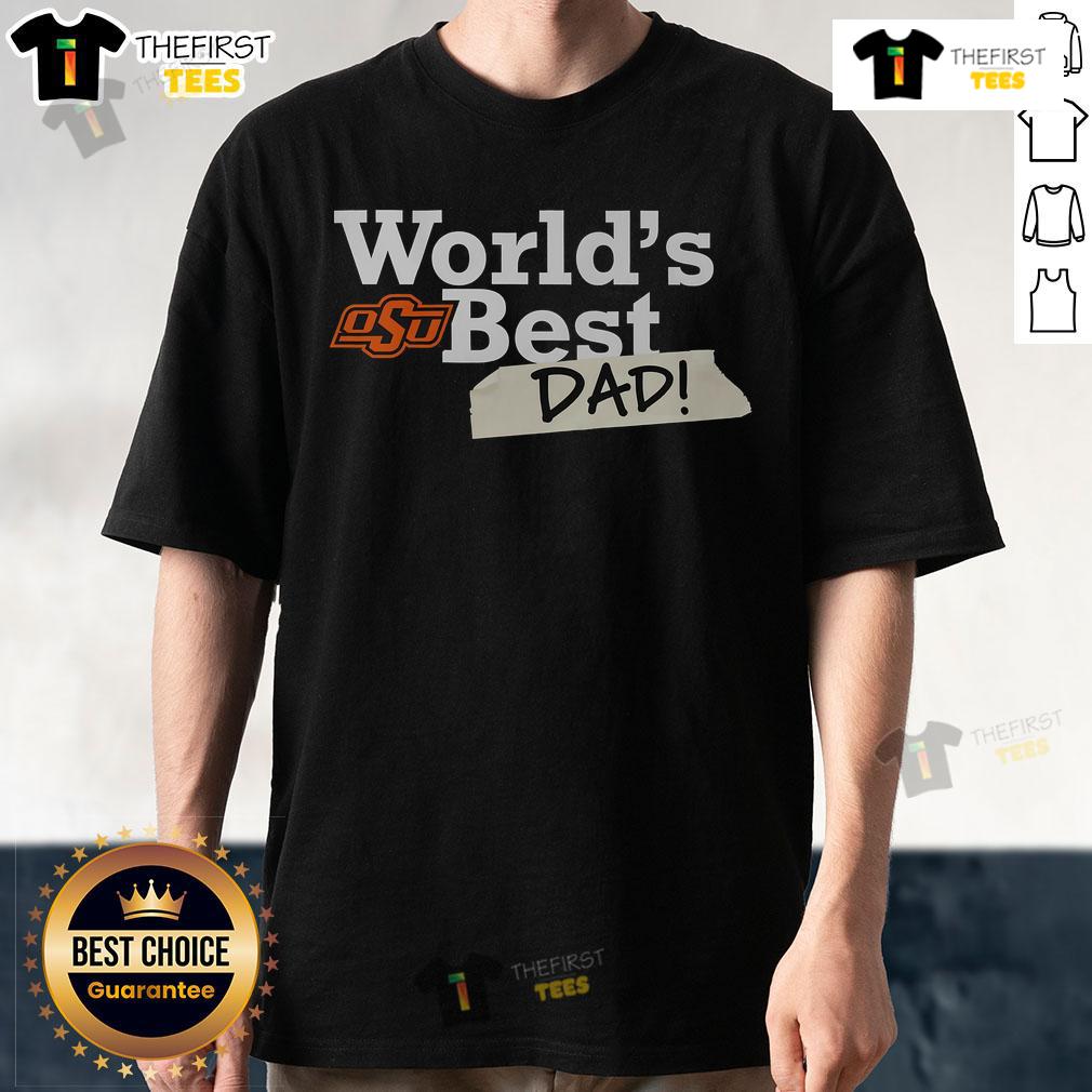 Nice Oklahoma State Cowboys World'S Best Dad T Shirt Alt Text: Nice Oklahoma State Cowboys World's Best Dad T-Shirt in orange and black, perfect gift for OSU fans and dads.
