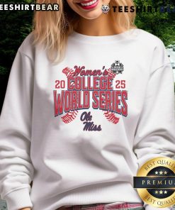 Nice Ole Miss Rebels 2025 NCAA Softball Women's College World Series sweatshirt in navy blue with team logo design.