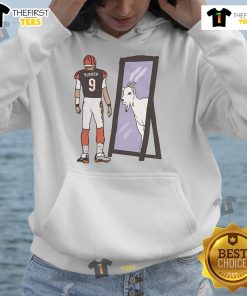 Joe Burrow Cincinnati football hoodie featuring a unique goat mirror design, perfect for fans and stylish wear.