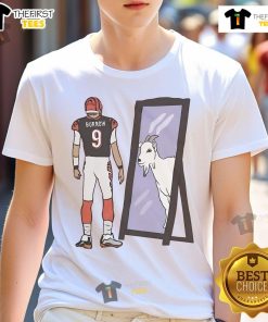 Nice Original Joe Burrow Mirror Goat Cincinnati Football T-Shirt featuring bold graphics and a stylish design for fans.