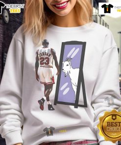 Stylish Nice Original Michael Jordan GOAT mirror sweatshirt featuring a classic design, perfect for basketball fans.