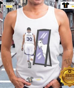 Alt Text: Stephen Curry GOAT mirror tank top featuring a stylish design, perfect for basketball fans and casual wear.