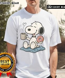 Alt Text: Nice Peanuts Donut Coffee Snoopy T-Shirt featuring a playful Snoopy design with donuts and coffee elements.
