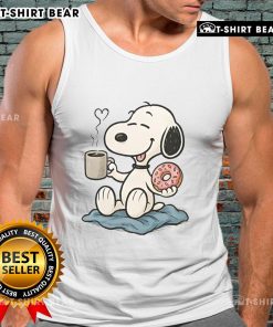 Nice Peanuts donut coffee Snoopy tank top featuring colorful graphics perfect for casual summer wear.