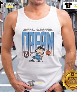 Nice Peanuts Lucy X Atlanta Dream tank top featuring vibrant colors and a playful design, perfect for fans and fashion lovers.