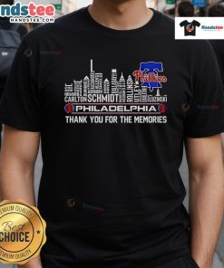 Nice Philadelphia Phillies skyline city t-shirt celebrating memories with vibrant graphics and team spirit.