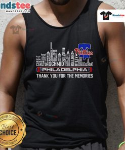 Nice Philadelphia Phillies skyline tank top featuring a heartfelt 'Thank You For The Memories' design.