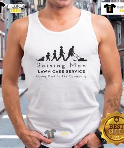 Nice Raising Men Lawn Care Service team in tank tops, supporting community initiatives with landscaping efforts.