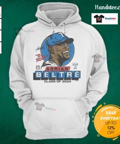 Nice Rangers Adrian Beltre Signature Class of 2024 Hoodie featuring bold design and vibrant team colors.