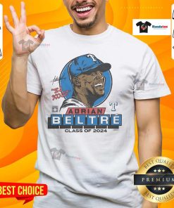 Nice Rangers Adrian Beltre Signature Class Of 2024 T-Shirt featuring bold graphics and team colors, perfect for fans.