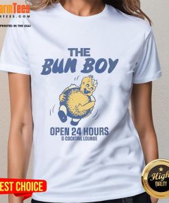 Nice Retro The Bun Boy defunct restaurant cocktail lounge ladies tee showcasing vintage style and nostalgic design.
