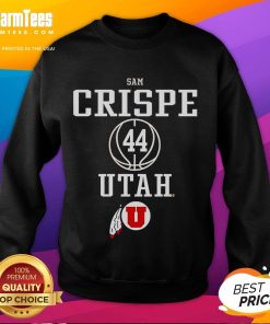 Nice Sam Crispe Utah sweatshirt in a cozy outdoor setting, showcasing stylish design and vibrant colors.