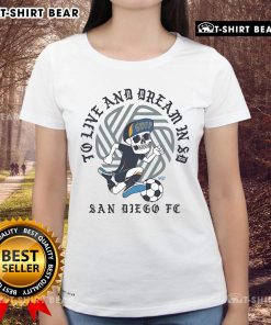 Nice San Diego FC 'To Live and Dream in SD' ladies tee featuring a stylish design and vibrant colors, perfect for fans.