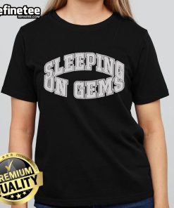 Nice Sleeping on Gems logo featured on a stylish ladies tee, perfect for casual wear and gemstone enthusiasts.