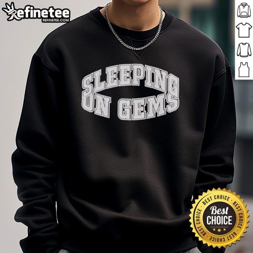 Cozy Nice Sleeping on Gems logo sweatshirt featuring vibrant colors and a stylish design, perfect for casual wear.