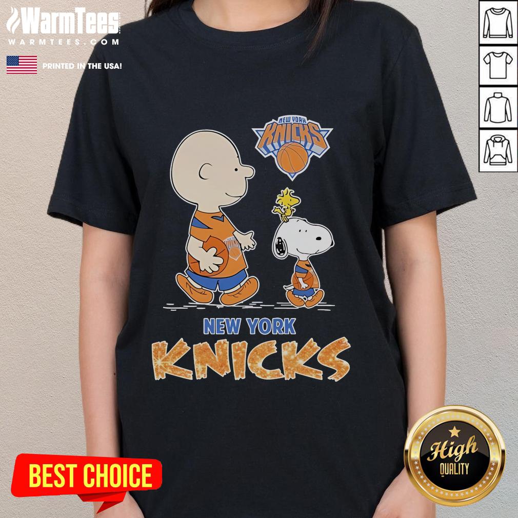Nice Snoopy And Charlie Brown The Peanuts New York Knicks Ladies Tee Ladies tee featuring Snoopy and Charlie Brown from The Peanuts in New York Knicks colors, perfect for fans.