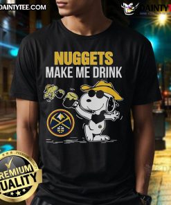 Nice Snoopy and Woodstock Denver Nuggets T-shirt design for fans who love to drink and support their team.