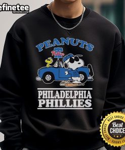 Nice Snoopy and Woodstock Peanuts sweatshirt featuring Joe Cool design, perfect for Philadelphia Phillies fans.