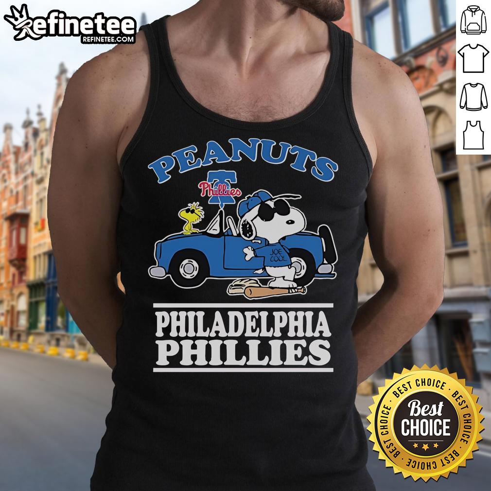 Nice Snoopy And Woodstock The Peanuts Philadelphia Phillies Joe Cool Tank Top Nice Snoopy and Woodstock tank top featuring Joe Cool design for Philadelphia Phillies fans Peanuts merchandise.
