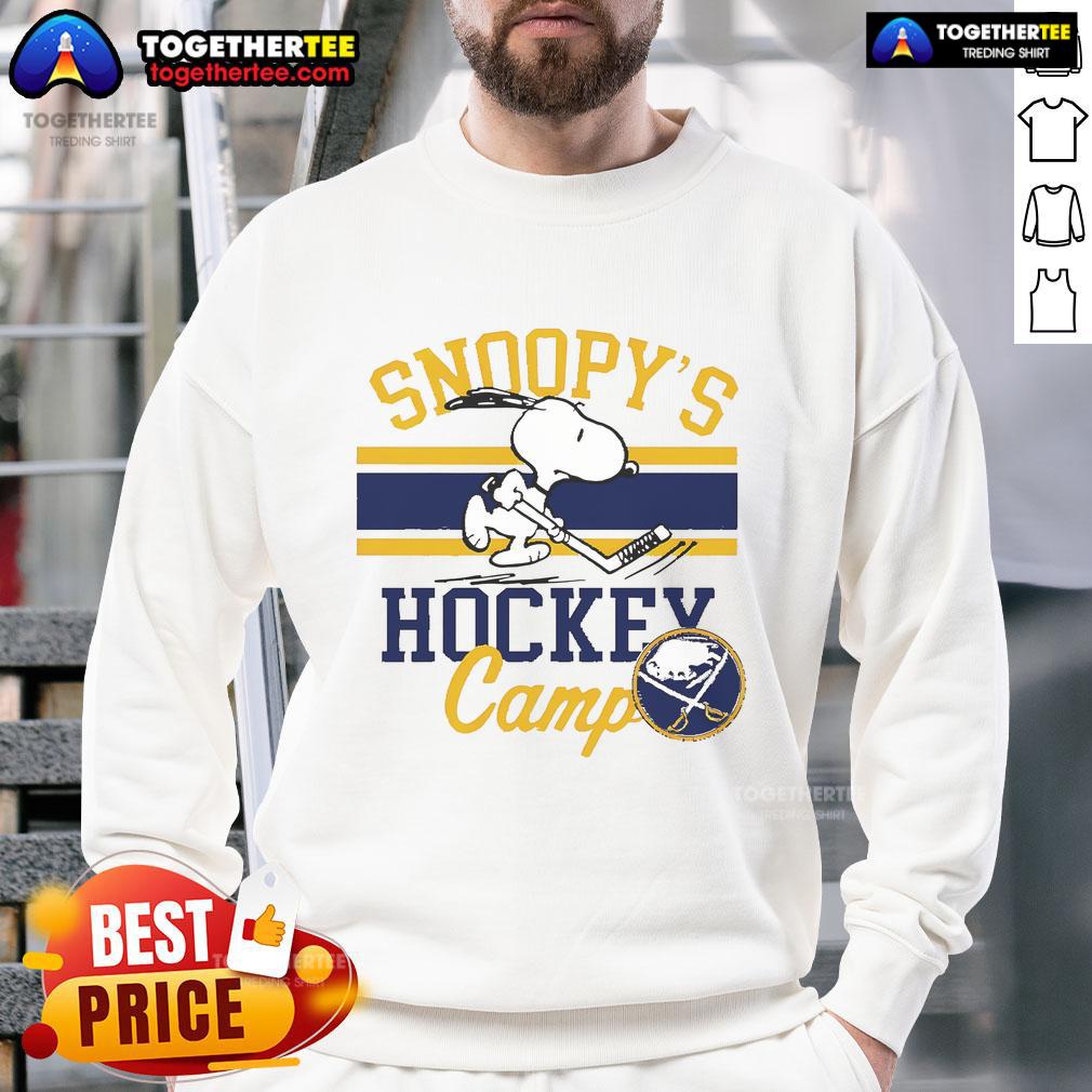 Nice Snoopy Buffalo Sabres Snoopy'S Camp Sweatshirt Alt Text: Buffalo Sabres Snoopy Camp sweatshirt featuring a playful Snoopy design, perfect for fans and cozy wear.