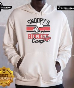 Alt Text: Snoopy wearing a New Jersey Devils hoodie from Snoopy's Hockey Camp, perfect for NHL fans and collectors.