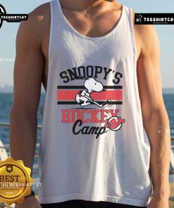 Nice Snoopy New Jersey Devils tank top from Snoopy's Hockey Camp featuring NHL all teams design, perfect for hockey fans.